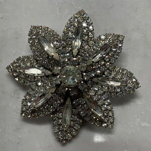 Elegant Silver Floral Brooch